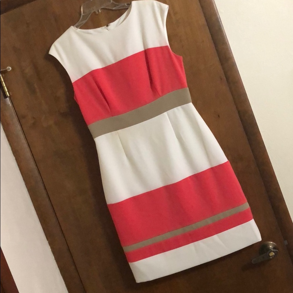 Studio One dress pink white & tan